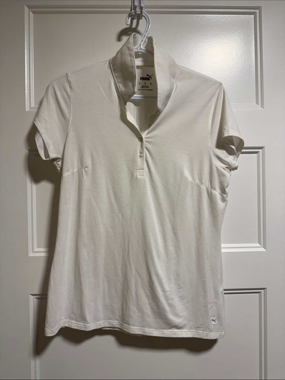 Puma Women's White Short-Sleeve Button-Down Polo